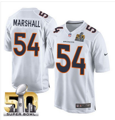 Nike Broncos #54 Brandon Marshall White Super Bowl 50 Men's Stitched NFL Game Event Jersey Nike Broncos #54 Brandon Marshall White Super Bowl 50 Men's Stitched NFL Game Event Jersey