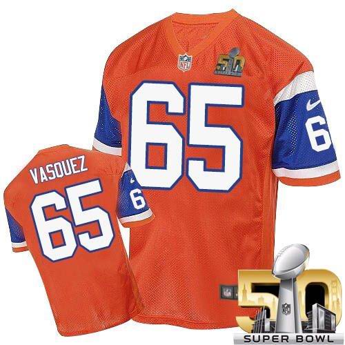 Nike Broncos #65 Louis Vasquez Orange Throwback Super Bowl 50 Men's Stitched NFL Elite Jersey Nike Broncos #65 Louis Vasquez Orange Throwback Super Bowl 50 Men's Stitched NFL Elite Jersey