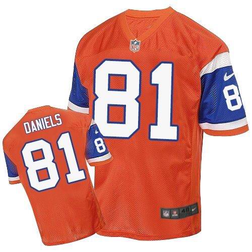 Nike Broncos #81 Owen Daniels Orange Throwback Men's Stitched NFL Elite Jersey