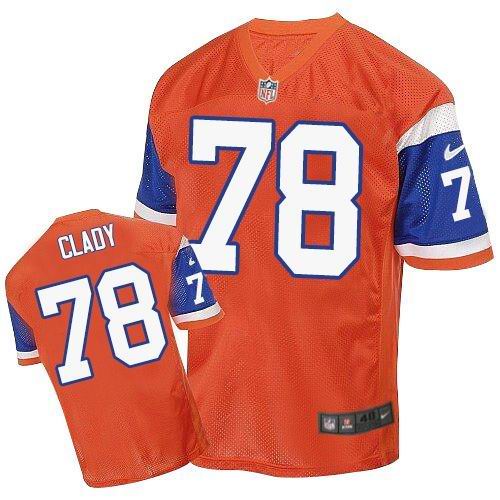Nike Broncos #78 Ryan Clady Orange Throwback Men's Stitched NFL Elite Jersey Nike Broncos #78 Ryan Clady Orange Throwback Men's Stitched NFL Elite Jersey