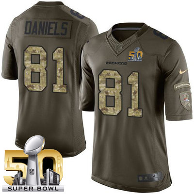 Nike Broncos #81 Owen Daniels Green Super Bowl 50 Men's Stitched NFL Limited Salute To Service Jersey