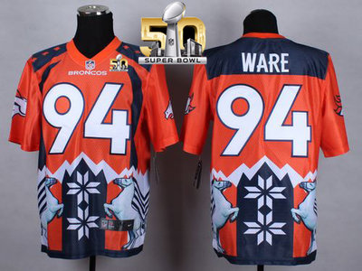 Nike Broncos #94 DeMarcus Ware Orange Super Bowl 50 Men's Stitched NFL Elite Noble Fashion Jersey