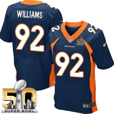 Nike Broncos #92 Sylvester Williams Navy Blue Alternate Super Bowl 50 Men's Stitched NFL New Elite Jersey Nike Broncos #92 Sylvester Williams Navy Blue Alternate Super Bowl 50 Men's Stitched NFL New Elite Jersey