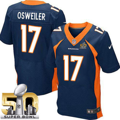 Nike Broncos #17 Brock Osweiler Navy Blue Alternate Super Bowl 50 Men's Stitched NFL New Elite Jersey