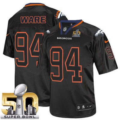 Nike Broncos #94 DeMarcus Ware Lights Out Black Super Bowl 50 Men's Stitched NFL Elite Jersey Nike Broncos #94 DeMarcus Ware Lights Out Black Super Bowl 50 Men's Stitched NFL Elite Jersey