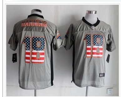 NEW Denver Broncos #18 Peyton Manning Grey NFL Elite USA Flag Fashion Jersey NEW Denver Broncos #18 Peyton Manning Grey NFL Elite USA Flag Fashion Jersey