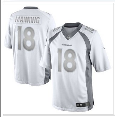 New Denver Broncos #18 Peyton Manning White Platinum Jersey New Denver Broncos #18 Peyton Manning White Platinum Jersey