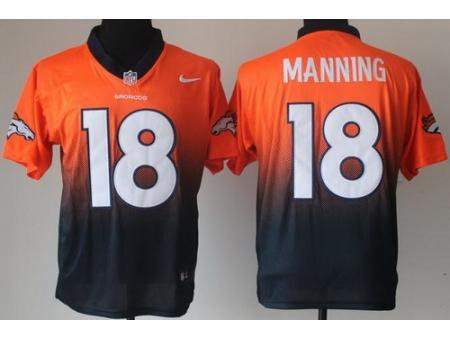 NEW Denver Broncos 18 Peyton Manning Orange Blue Drift Fashion II Elite NFL Jerseys