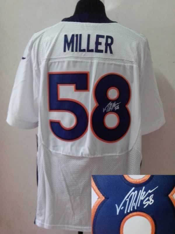 NEW NFL Denver Broncos 58 Von Miller White Signed Jerseys-Elite NEW NFL Denver Broncos 58 Von Miller White Signed Jerseys-Elite