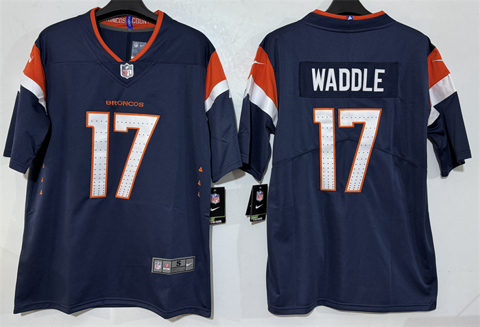 Men's Denver Broncos #17 Jaylen Waddle Navy 2026 Vapor Limited Stitched Football Jersey