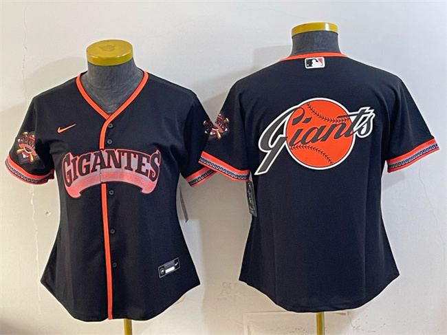 Women's San Francisco Giants Team Big Logo Black 2026 Alternate Stadium Stitched Baseball Jersey(Run Small)s