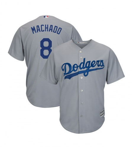 Dodgers #8 Manny Machado Grey Cool base Authentic Women CustomizedStitched MLB Jersey