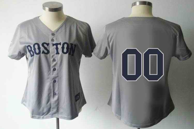 Boston Red Sox Blank Grey Women Custom Jerseys Boston Red Sox Blank Grey Women Custom Jerseys