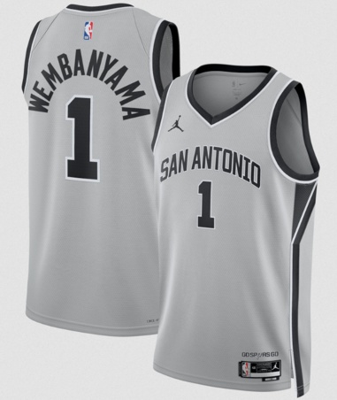 Big Size Men's San Antonio Spurs #1 Victor Wembanyama Silver 2025 Statement Edition Stitched Basketball Jersey