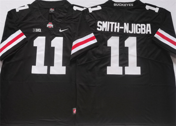 Men's Ohio State Buckeyes #11 SMITH-NJIGBA Black Stitched Jersey