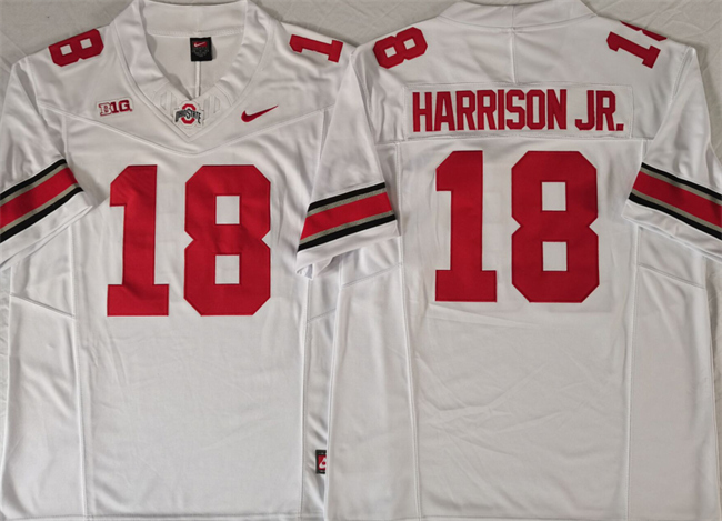 Men's Ohio State Buckeyes #18 Marvin Harrison JR. White F.U.S.E. Limited Stitched Jersey