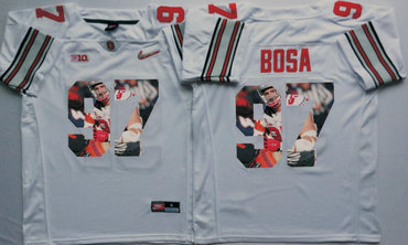 Ohio State Buckeyes 97 Joey Bosa White With Silver Logo Portrait Number College Jersey