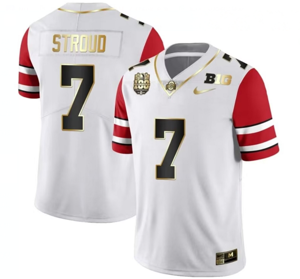 Men's Ohio State Buckeyes #7 CJ Stroud White Stitched Football Jersey