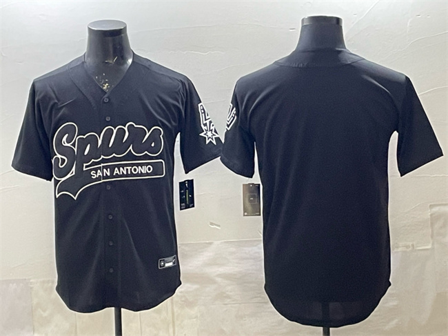 Men's San Antonio Spurs Blank Black Stitched Baseball Jersey Men's San Antonio Spurs Blank Black Stitched Baseball Jersey