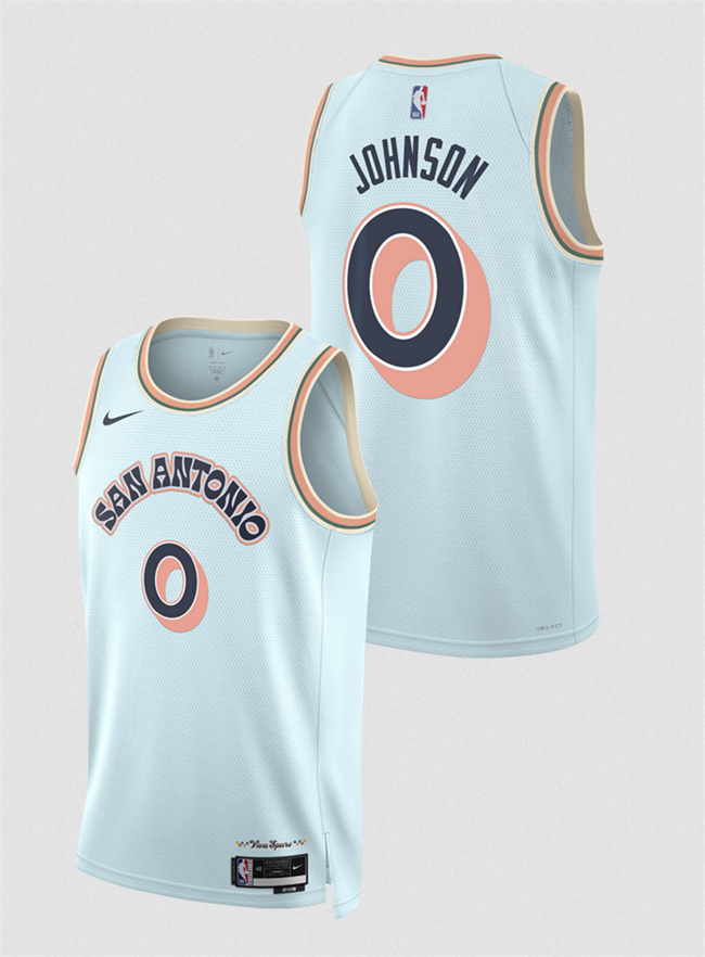 Men's San Antonio Spurs #0 Keldon Johnson Light Blue 2024 25 City Edition Stitched Basketball Jersey Men's San Antonio Spurs #0 Keldon Johnson Light Blue 2024 25 City Edition Stitched Basketball Jersey