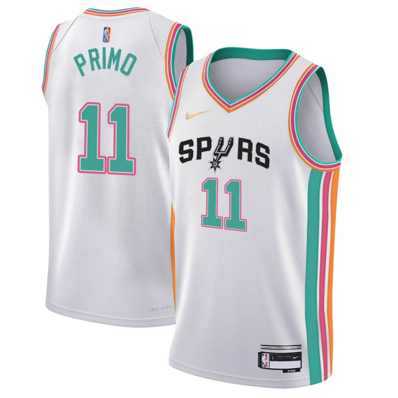 Men's San Antonio Spurs #11 Joshua Primo White City Edition Stitched Jersey Men's San Antonio Spurs #11 Joshua Primo White City Edition Stitched Jersey