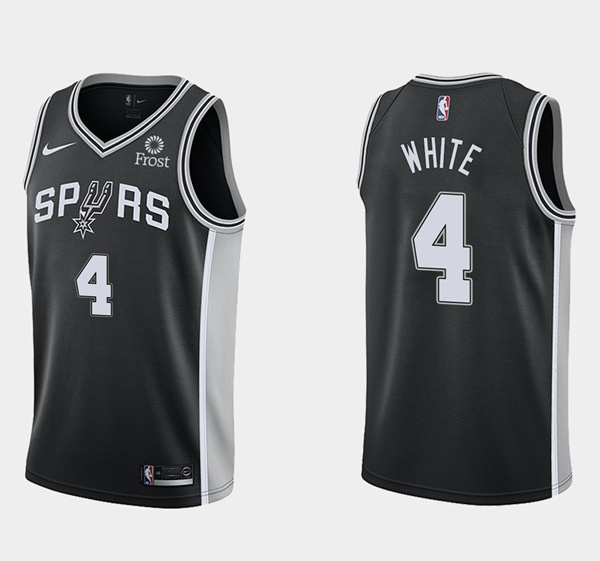 Men's San Antonio Spurs #4 Derrick White Icon Edition Black Icon Edition Stitched Jersey Men's San Antonio Spurs #4 Derrick White Icon Edition Black Icon Edition Stitched Jersey
