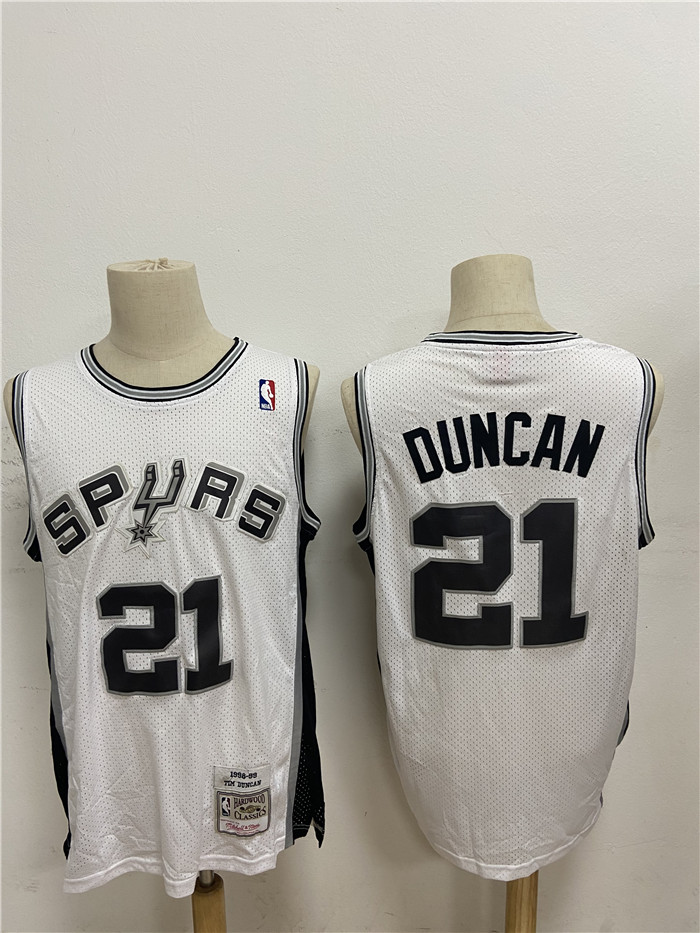 Spurs 21 Tim Duncan White 1998-99 Hardwood Classics Jersey Spurs 21 Tim Duncan White 1998-99 Hardwood Classics Jersey