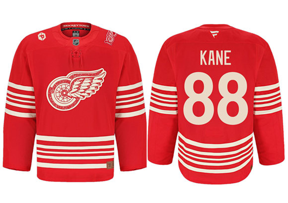 Men's Detroit Red Wings #88 Patrick Kane Red 2025 Centennial Premium With 100 and P Patch Stitched Hockey Jersey Men's Detroit Red Wings #88 Patrick Kane Red 2025 Centennial Premium With 100 and P Patch Stitched Hockey Jersey