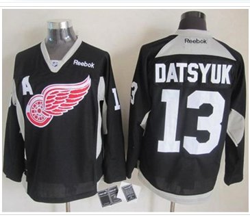 Detroit Red Wings #13 Pavel Datsyuk Black Practice Stitched NHL Jersey Detroit Red Wings #13 Pavel Datsyuk Black Practice Stitched NHL Jersey