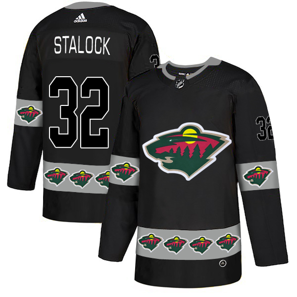 Wild 32 Alex Stalock Black Team Logos Fashion Adidas Jersey