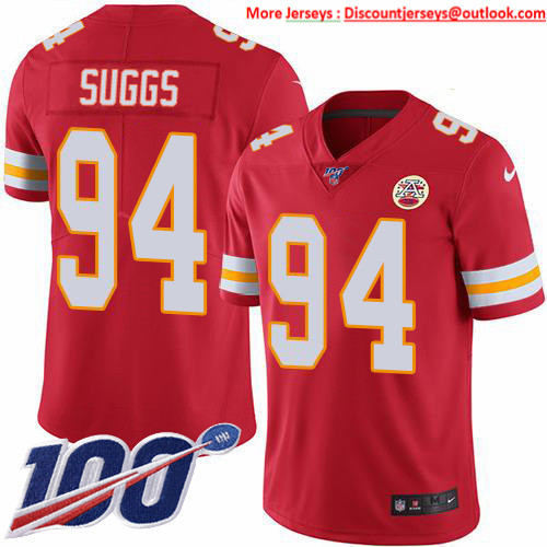 Nike Chiefs #94 Terrell Suggs Red Team Color Men's Stitched NFL 100th Season Vapor Untouchable Limited Jersey