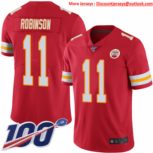 Nike Chiefs #11 Demarcus Robinson Red Team Color Men's Stitched NFL 100th Season Vapor Limited Jersey