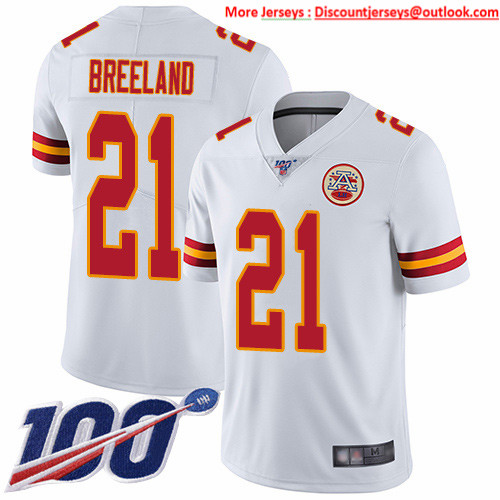 Nike Chiefs #21 Bashaud Breeland White Men's Stitched NFL 100th Season Vapor Limited Jersey