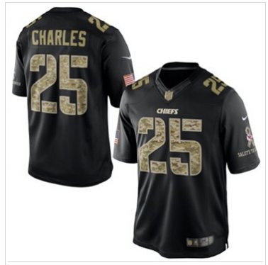 Kansas City Chiefs #25 Jamaal Charles NEW Black Salute To Service Jersey