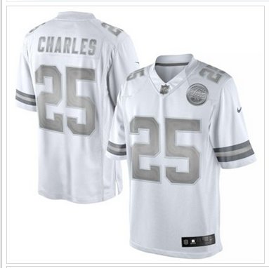 New Kansas City Chiefs #25 Jamaal Charles White Platinum Jersey