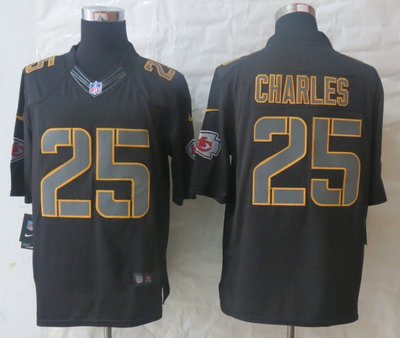 NEW NFL Kansas City Chiefs 25 Jamaal Charles Black Jerseys(Impact Limited)