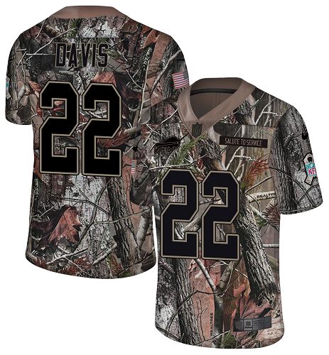 Nike Bills #22 Vontae Davis Camo Men's Stitched NFL Limited Rush Realtree Jersey