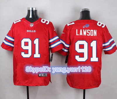 Nike Bills #91 Manny Lawson Red Men's Stitched NFL Elite Rush Jersey