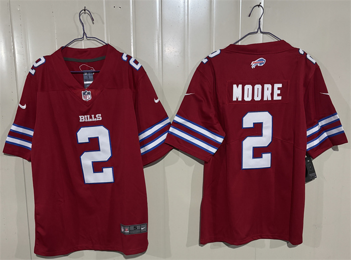 Men's Buffalo Bills #2 D.J. Moore Red 2026 Vapor Untouchable Limited Stitched Football Jersey