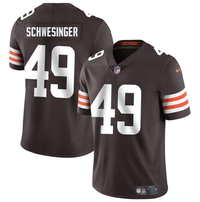 Men's Cleveland Browns #49 Carson Schwesinger Brown 2025 Draft Vapor Untouchable Limited Stitched Football Jersey Men's Cleveland Browns #49 Carson Schwesinger Brown 2025 Draft Vapor Untouchable Limited Stitched Football Jersey