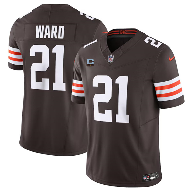 Men's Cleveland Browns #21 Denzel Ward Brown 2024 F.U.S.E. With 1-Star C Patch Vapor Untouchable Limited Stitched Jersey Men's Cleveland Browns #21 Denzel Ward Brown 2024 F.U.S.E. With 1-Star C Patch Vapor Untouchable Limited Stitched Jersey
