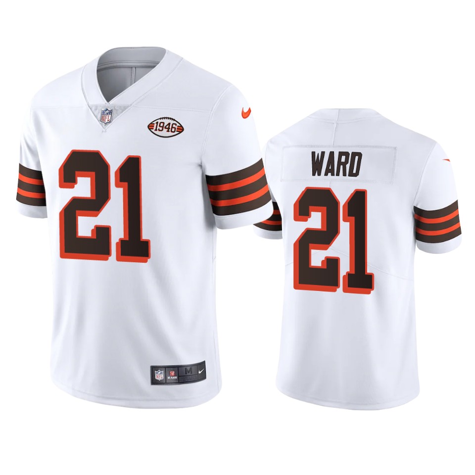 Cleveland Browns #21 Denzel Ward Nike 1946 Collection Alternate Vapor Limited NFL Jersey - White Cleveland Browns #21 Denzel Ward Nike 1946 Collection Alternate Vapor Limited NFL Jersey - White