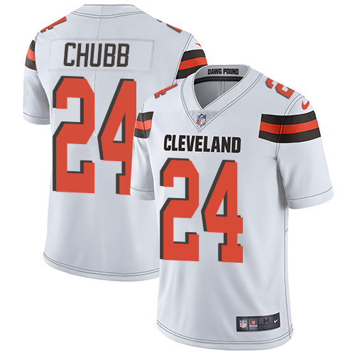 Nike Browns #24 Nick Chubb White Men's Stitched NFL Vapor Untouchable Limited Jersey Nike Browns #24 Nick Chubb White Men's Stitched NFL Vapor Untouchable Limited Jersey