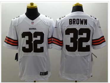 New Cleveland Browns #32 Jim Brown White NFL Elite Jersey New Cleveland Browns #32 Jim Brown White NFL Elite Jersey