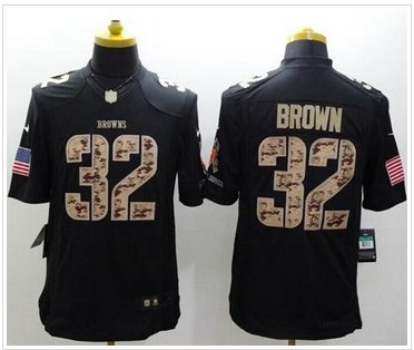 New Denver Browns #32 Jim Brown Black NFL Limited Salute to Service jersey