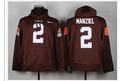 NEW Browns #2 Johnny Manziel Brown Pullover NFL Hoodie