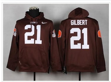 NEW Browns #21 Justin Gilbert Brown Pullover NFL Hoodie