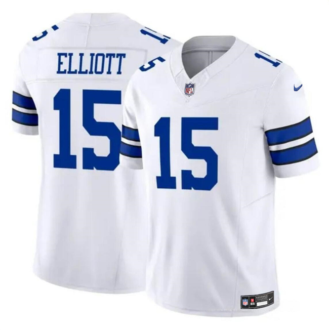 Men's Dallas Cowboys #15 Ezekiel Elliott White 2023 F.U.S.E Vapor Untouchable Limited Stitched Football Jersey Men's Dallas Cowboys #15 Ezekiel Elliott White 2023 F.U.S.E Vapor Untouchable Limited Stitched Football Jersey