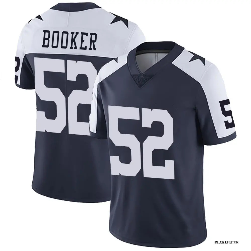 Men's Dallas Cowboys #52 Tyler Booker Navy White Thanksgiving Vapor Untouchable Limited Stitched Football Jersey