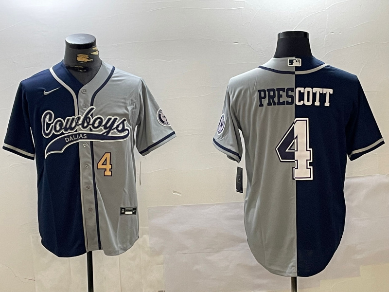 Men's Dallas Cowboys #4 grey Team With Patch Cool Base Stitched Baseball Jersey 6 Men's Dallas Cowboys #4 grey Team With Patch Cool Base Stitched Baseball Jersey 6